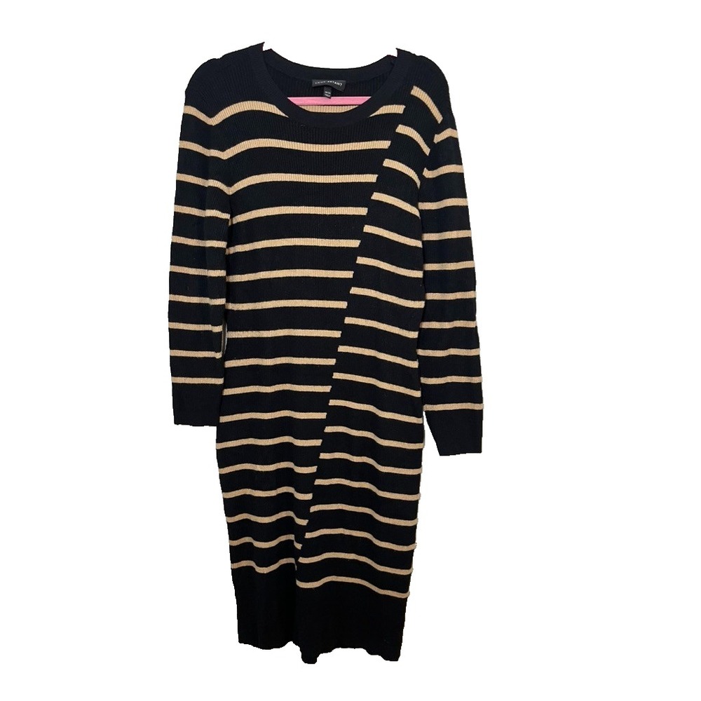 Retro Knit Striped Sweater Dress 18 Neutral Lagen Classic Preppy Chic 90s